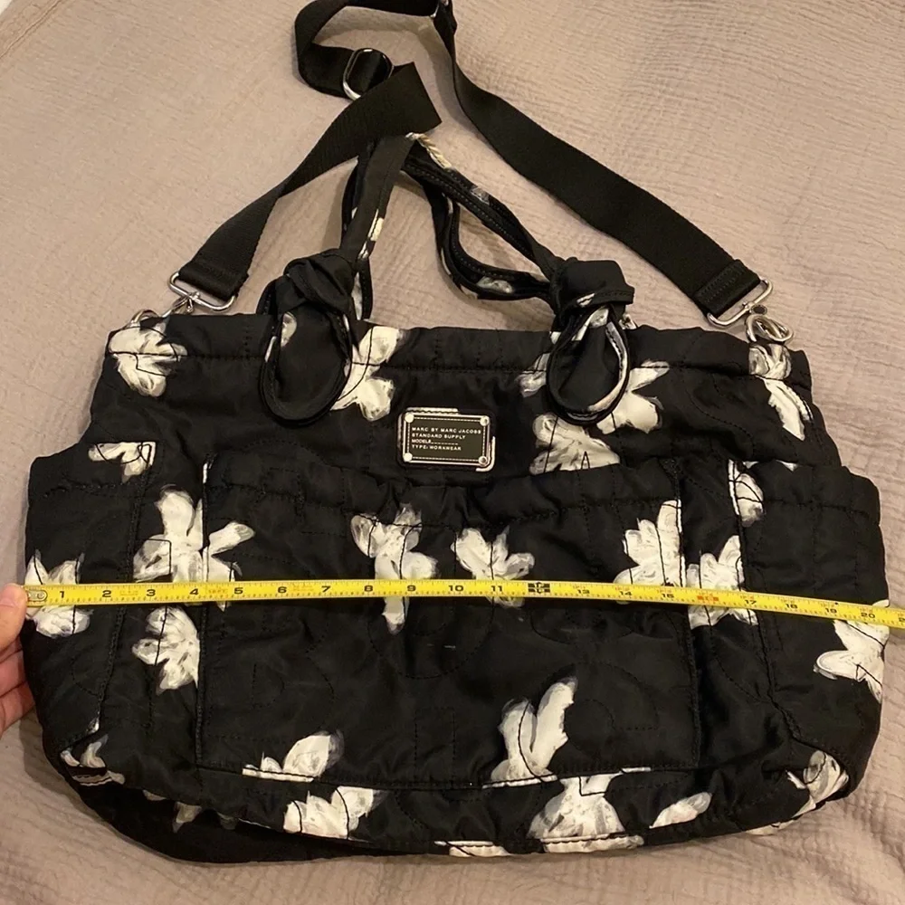 Marc by Marc Jacobs Pretty Nylon Painted Flower Diaper Bag Black - White…